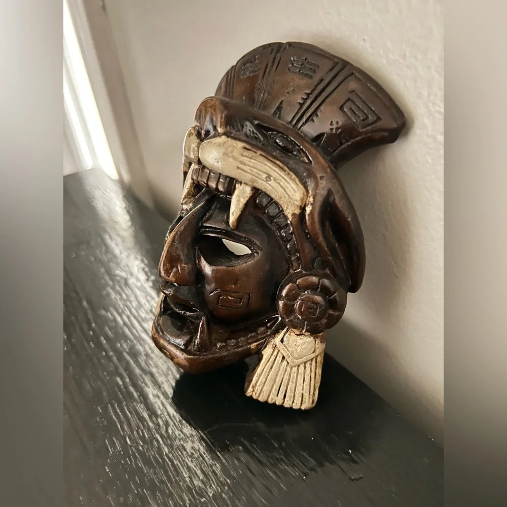 Authentic Mayan Aztec Warrior Mask artifact carved stone from Mexico rare EUC - Picture 6 of 9